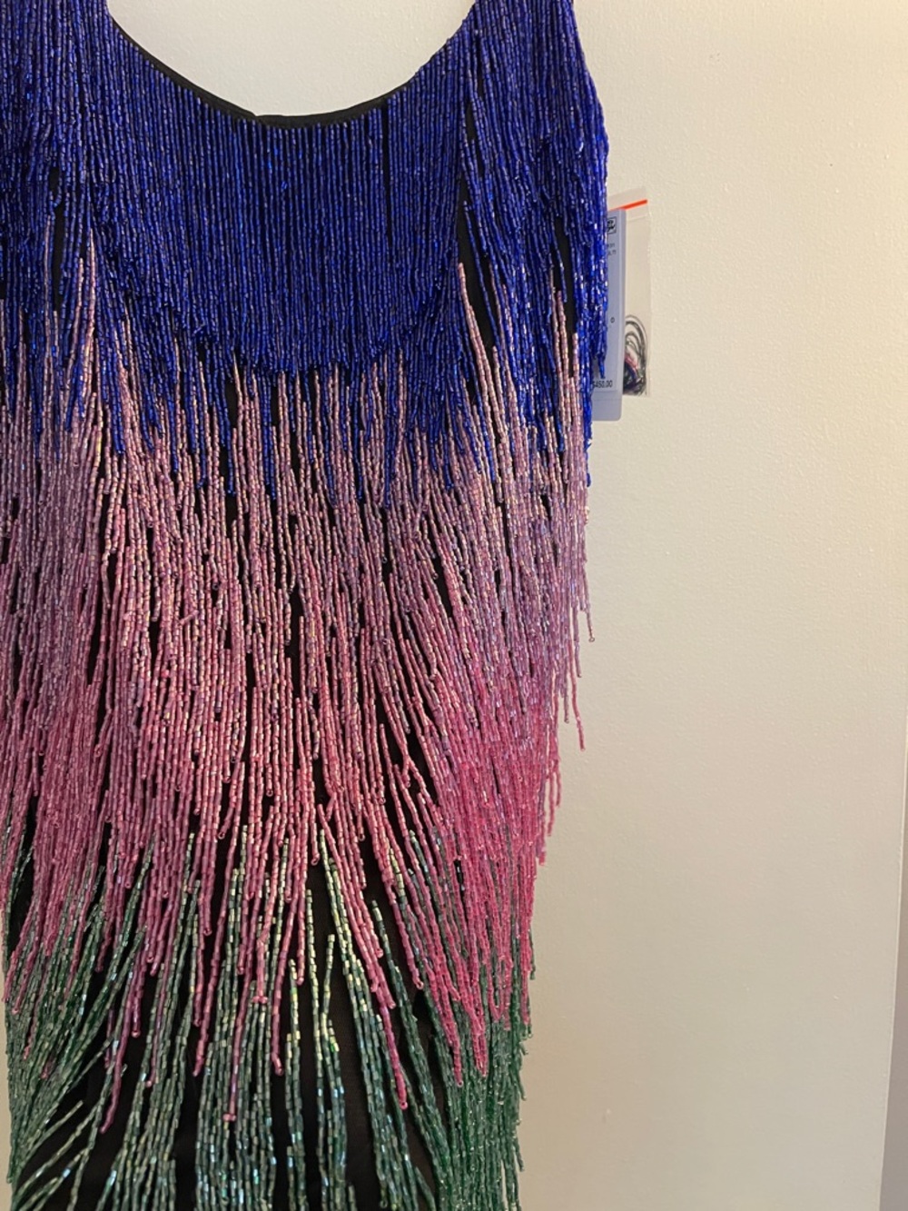 Ombre Fringe Mini Dress in Blue, Pink & Green - Picture 5 of 12